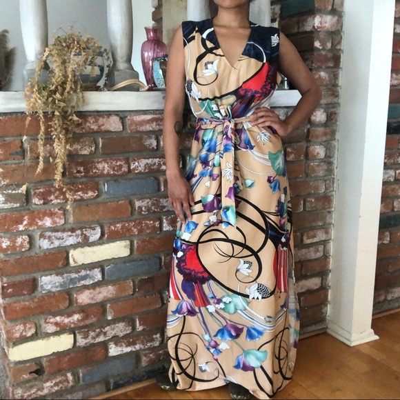 Vintage Dresses & Skirts - SOLD Vintage 1970s Hippie Boho Floral Dress by Mis Tique of California